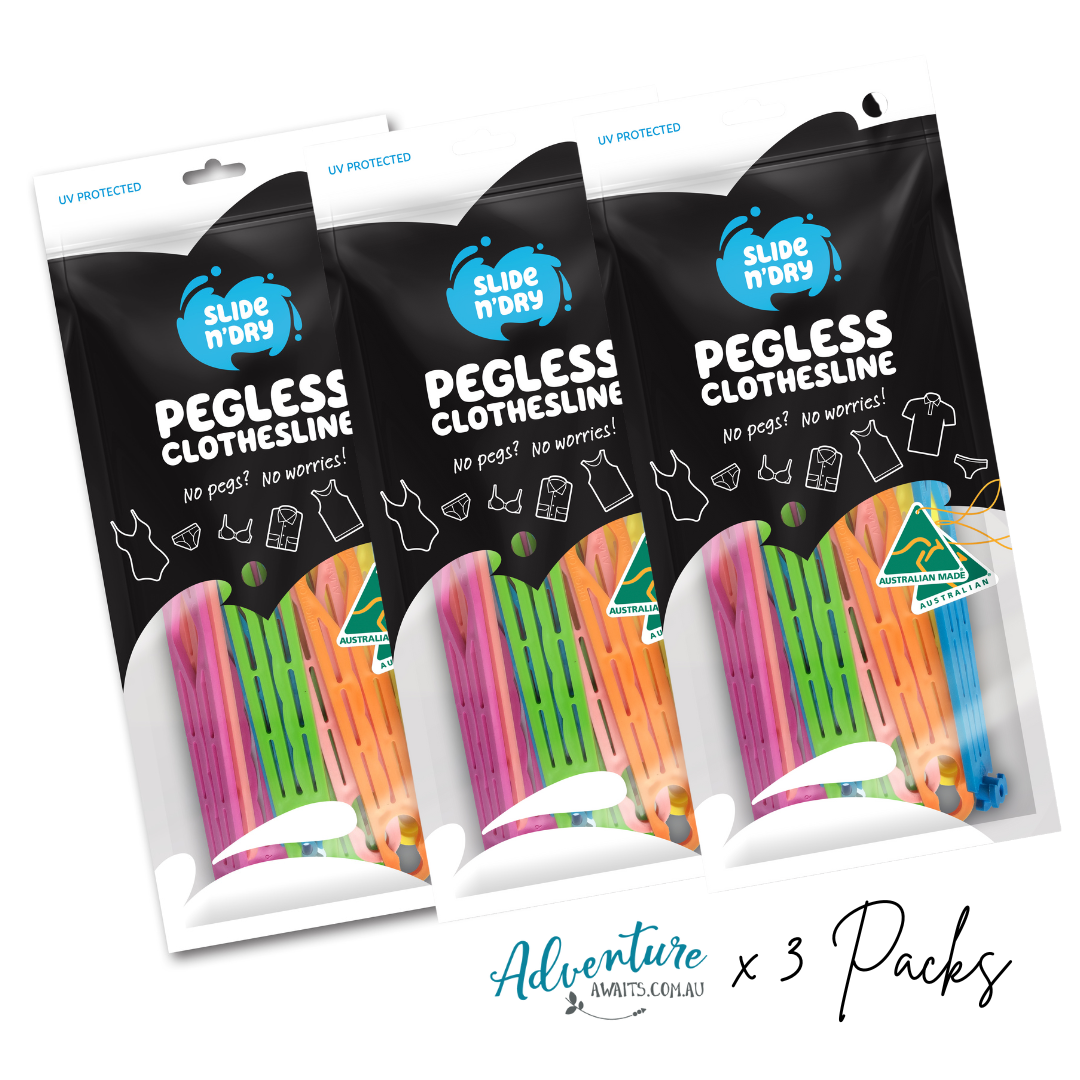 Slide n' Dry Pegless Clothesline | Ultimate Camping Clothesline Rainbow