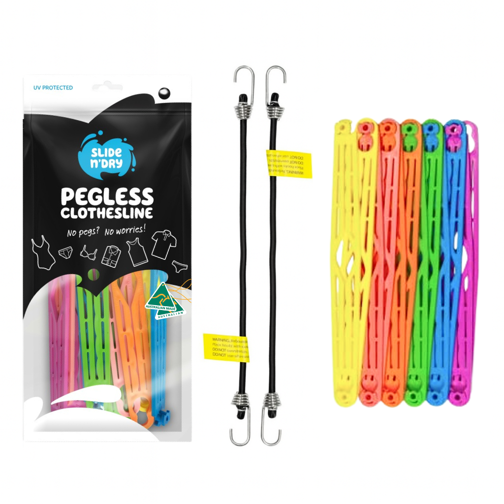 Slide n' Dry Pegless Clothesline | Ultimate Camping Clothesline Rainbow