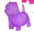 Three dog-shaped squishy in pink, purple, and blue on a white background