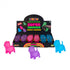 Display of glow-in-the-dark Super Squeeze White Terrier toys with packaging.