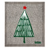 Textile product with a Christmas tree design and a red star on a gray background