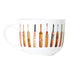 White ceramic mug decorated with a row of vintage cricket bats — Adventure Awaits