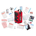 Red Survival Handy First Aid kit with compact carry case and emergency supplies laid out — Adventure Awaits