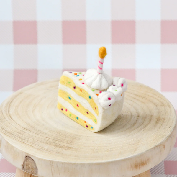 Tara Treasures Felt Confetti Cake Slice – Eco Play Food with Candle
