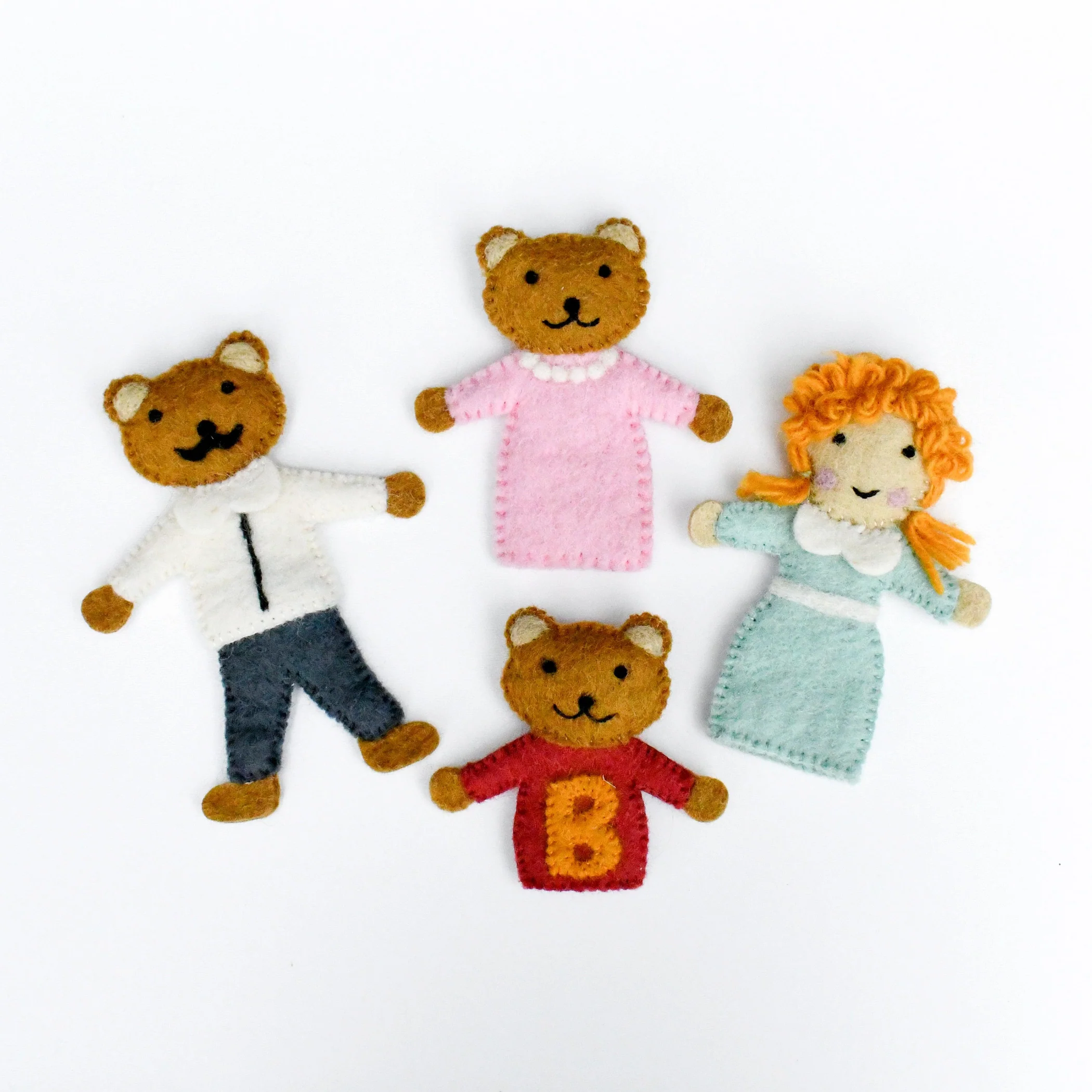 Tara Treasures | Felt Finger Puppet Set Goldilocks And The Three Bears