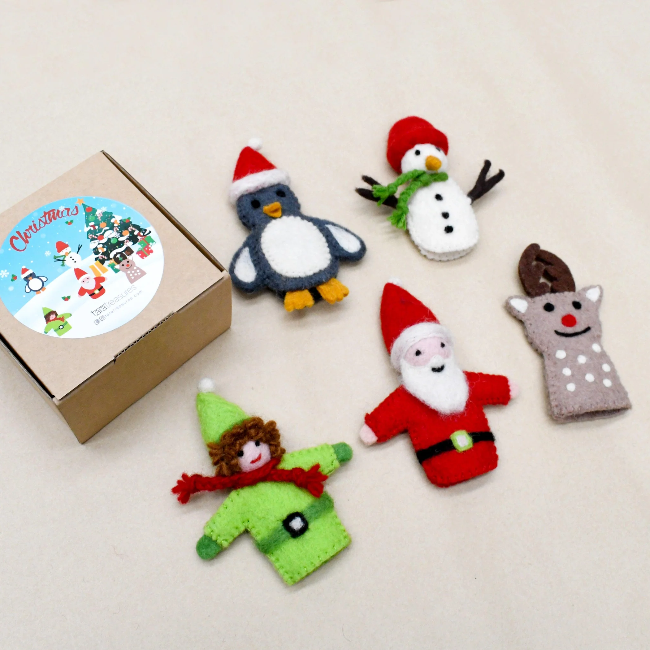 Tara Treasures | Felt Finger Puppet Set Christmas Santa