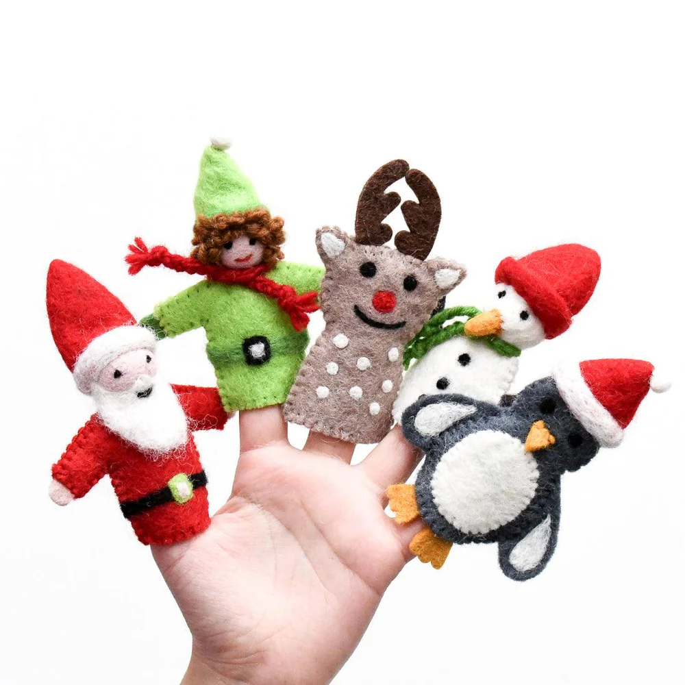 Tara Treasures | Felt Finger Puppet Set Christmas Santa