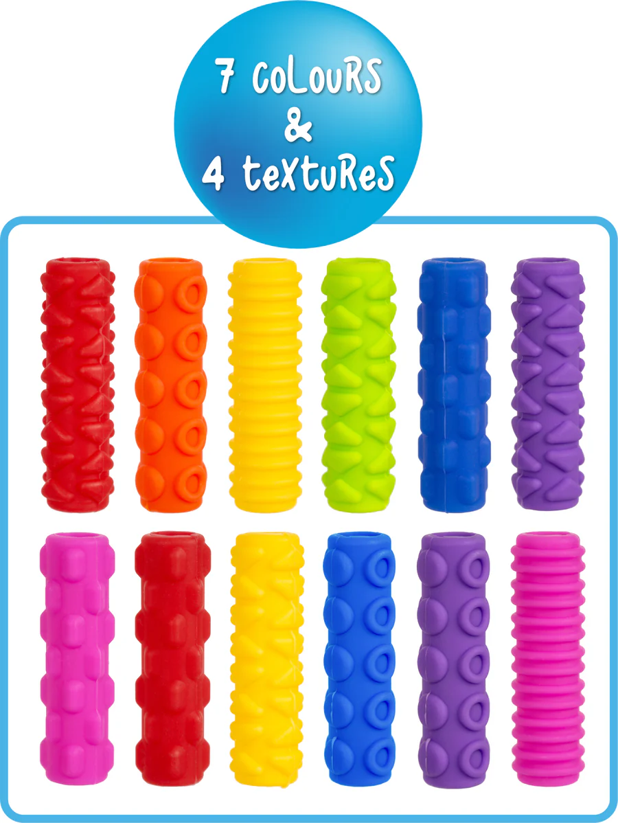 Textured pencil grips set of 28 by sensory sprouts