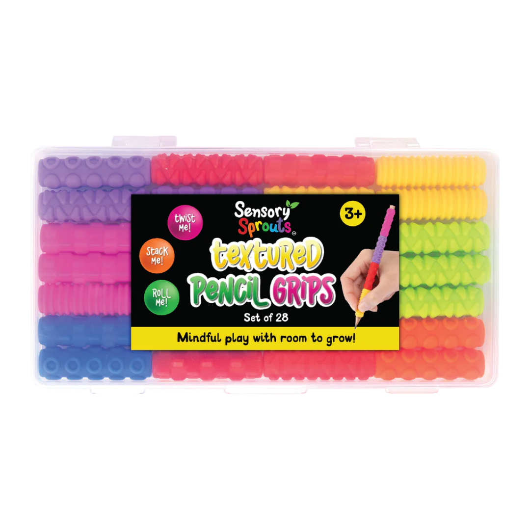 Textured pencil grips set of 28 by sensory sprouts