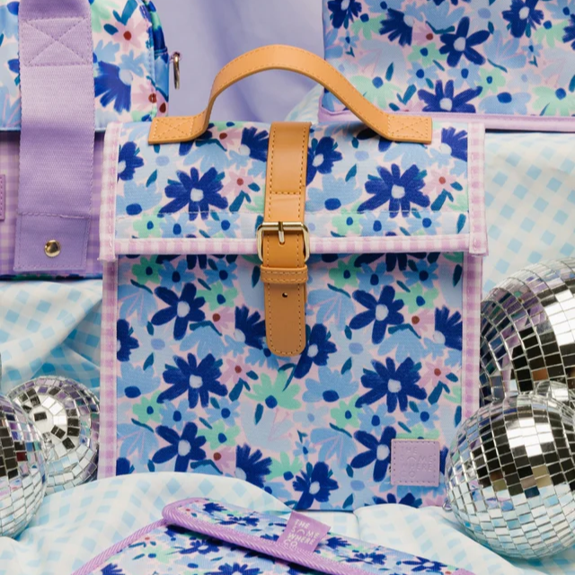 The Somewhere Co. Lunch Satchel w/ Shoulder Strap | Blue Meadow