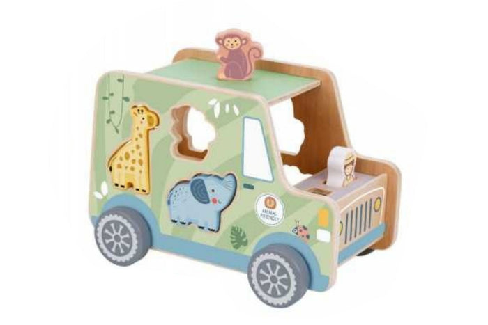 Shape Sorting Animal Jeep By Tooky Toy