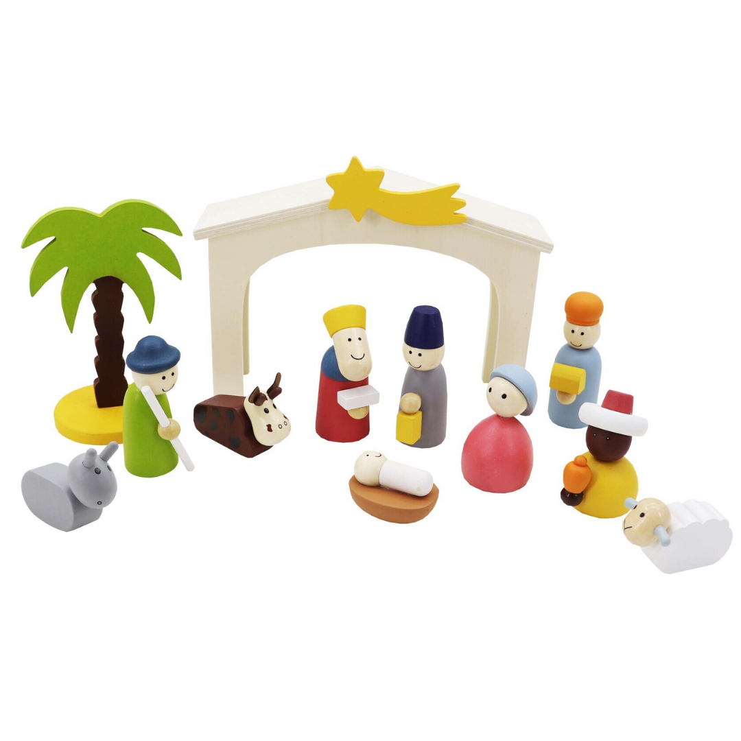 Wooden Christmas Nativity Playset