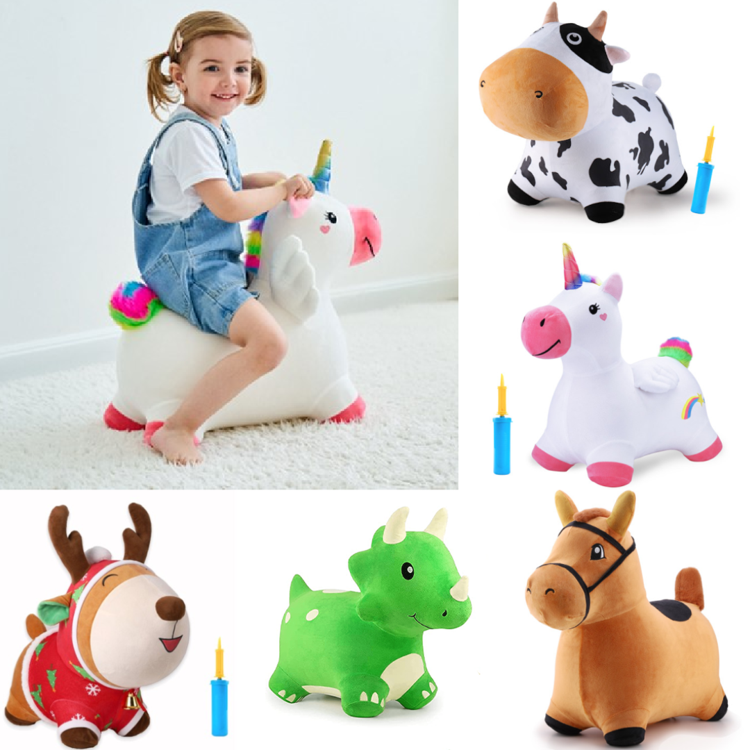 Bouncy inflatable ride on top toy