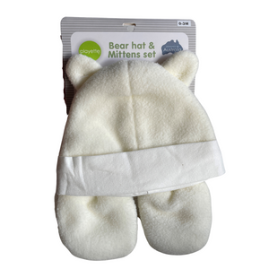 Playette Bear Hat and Mittens Set | Cream