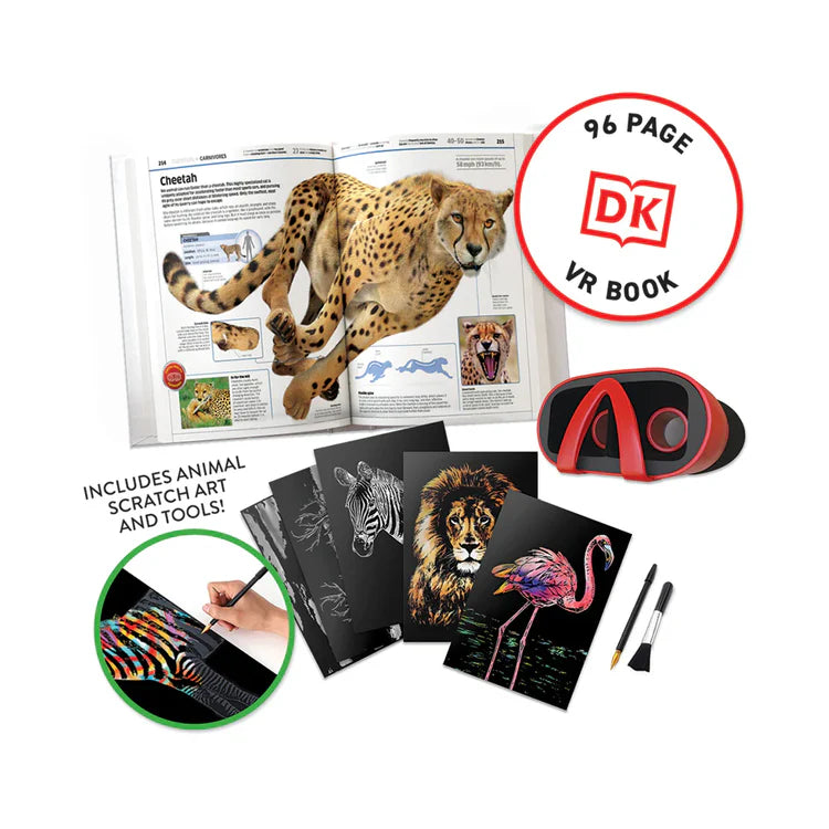 Virtual Reality Animals kit with DK VR book, red goggles and animal scratch art tools — Adventure Awaits