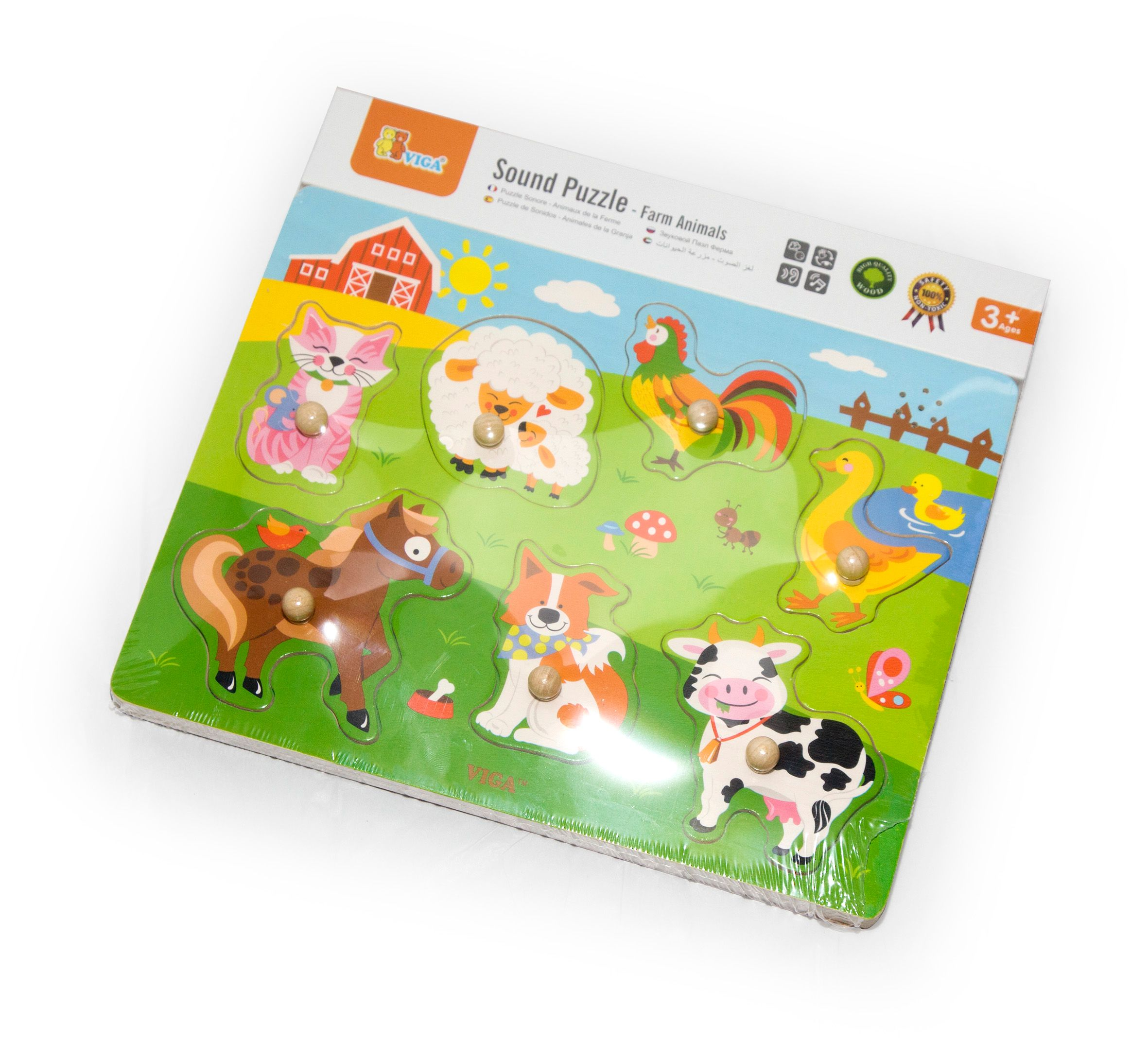 VIGA Toys | Sound Peg Puzzle Farm Animals