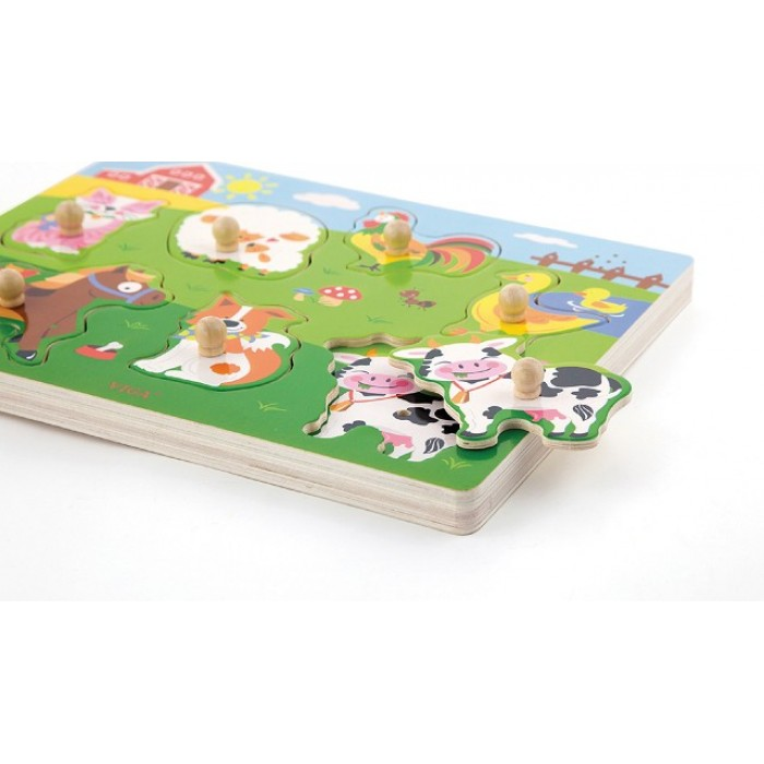 VIGA Toys | Sound Peg Puzzle Farm Animals