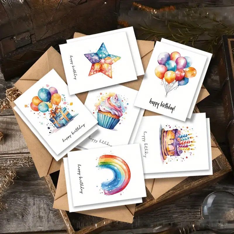 Watercolour Birthday Card with Envelope