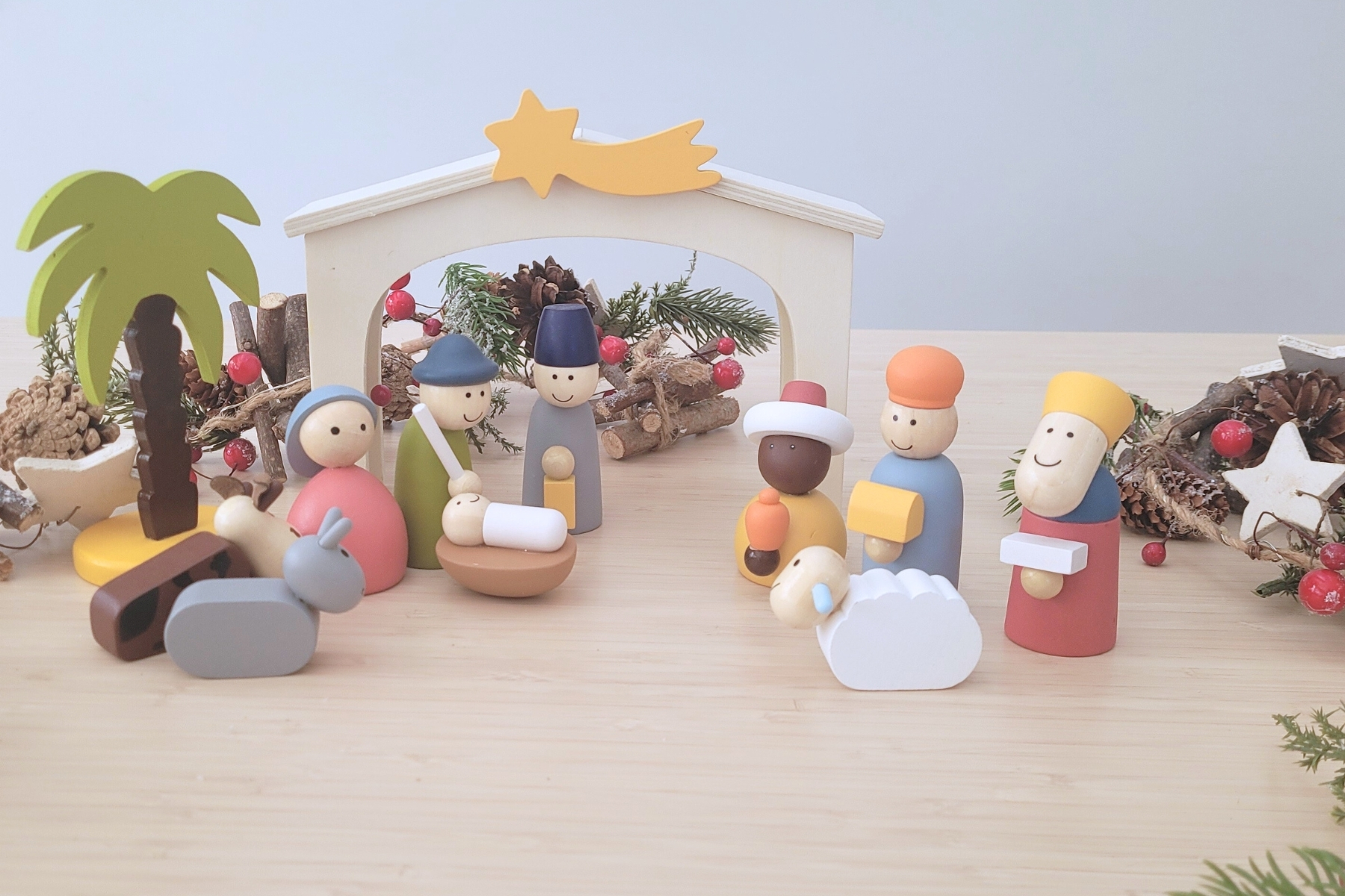 Wooden Christmas Nativity Playset