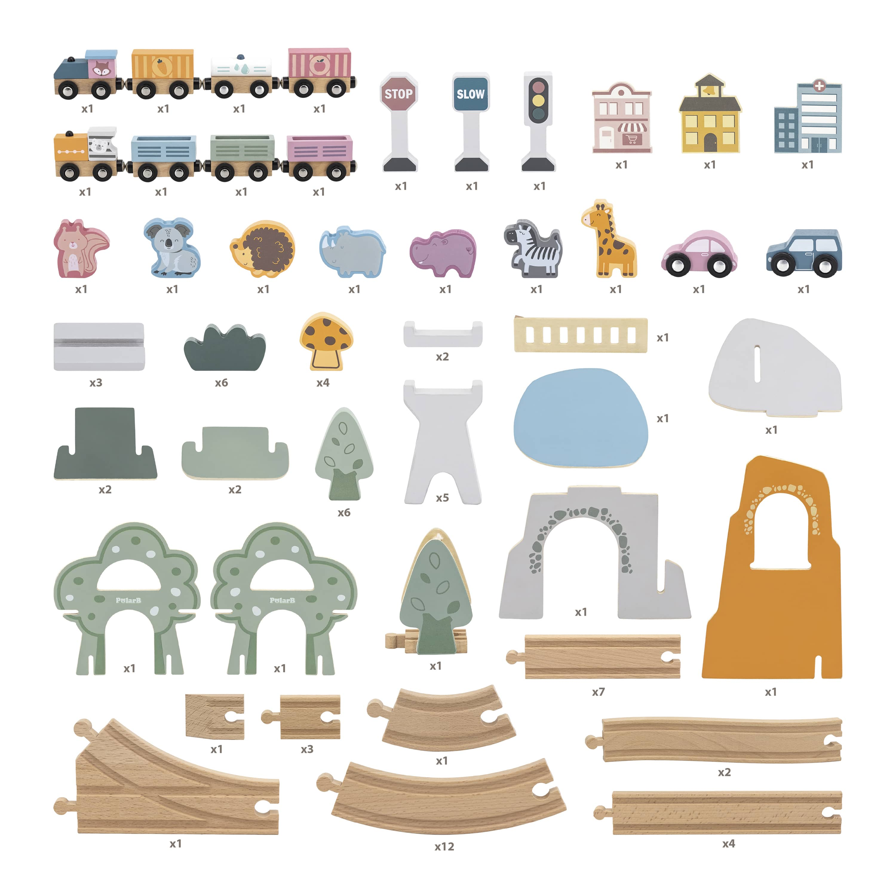 Wooden train set 92 pieces by polarb