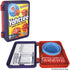 Yahtzee travel game case open to show score sheets, collapsible dice cup and red dice — Adventure Awaits