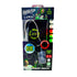 ZipString Luma Glow in the Dark Edition toy in retail packaging, featuring a black handheld string launcher with green glow accents and neon coloured strings.