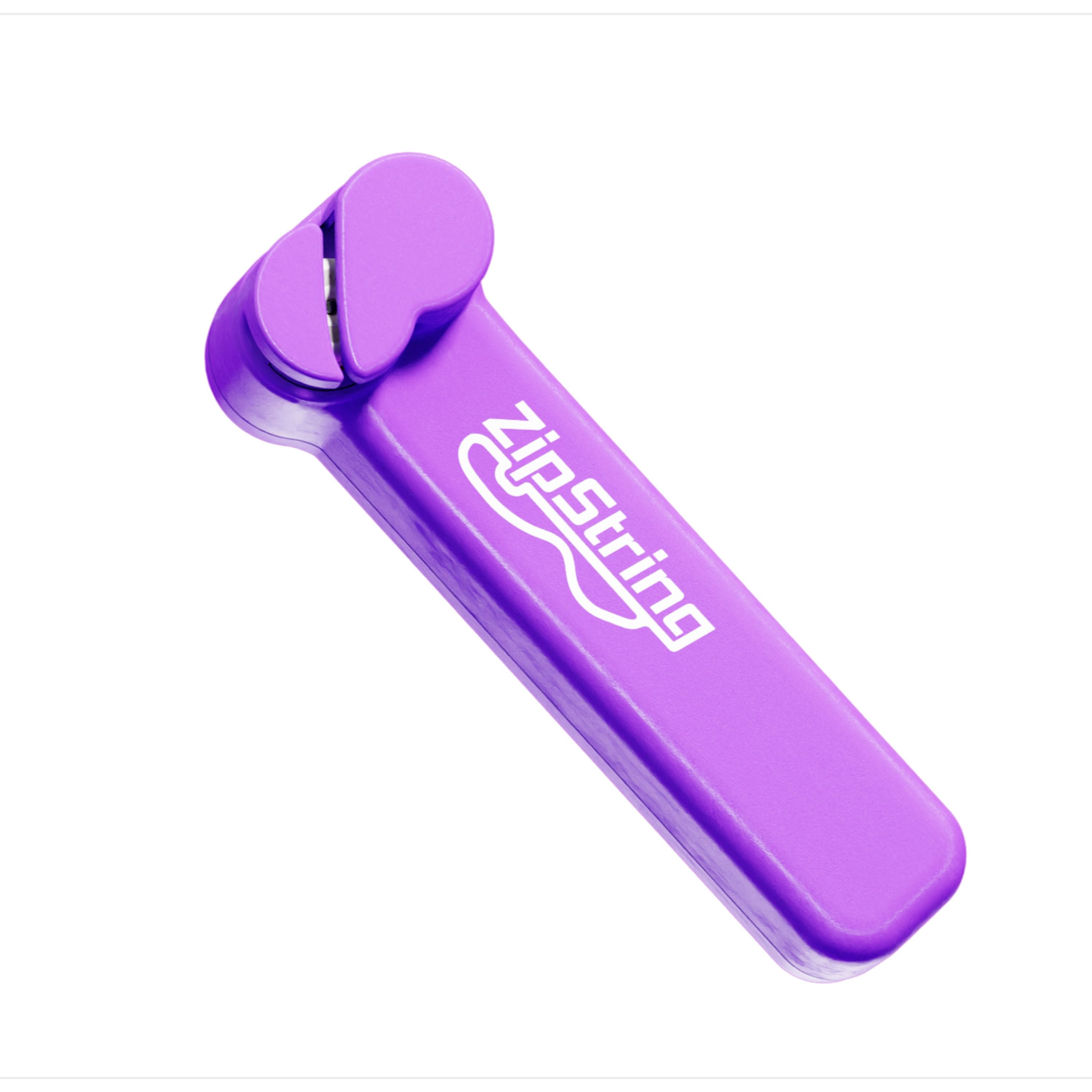 Purple ZipString STEM toy handheld string launcher on white background