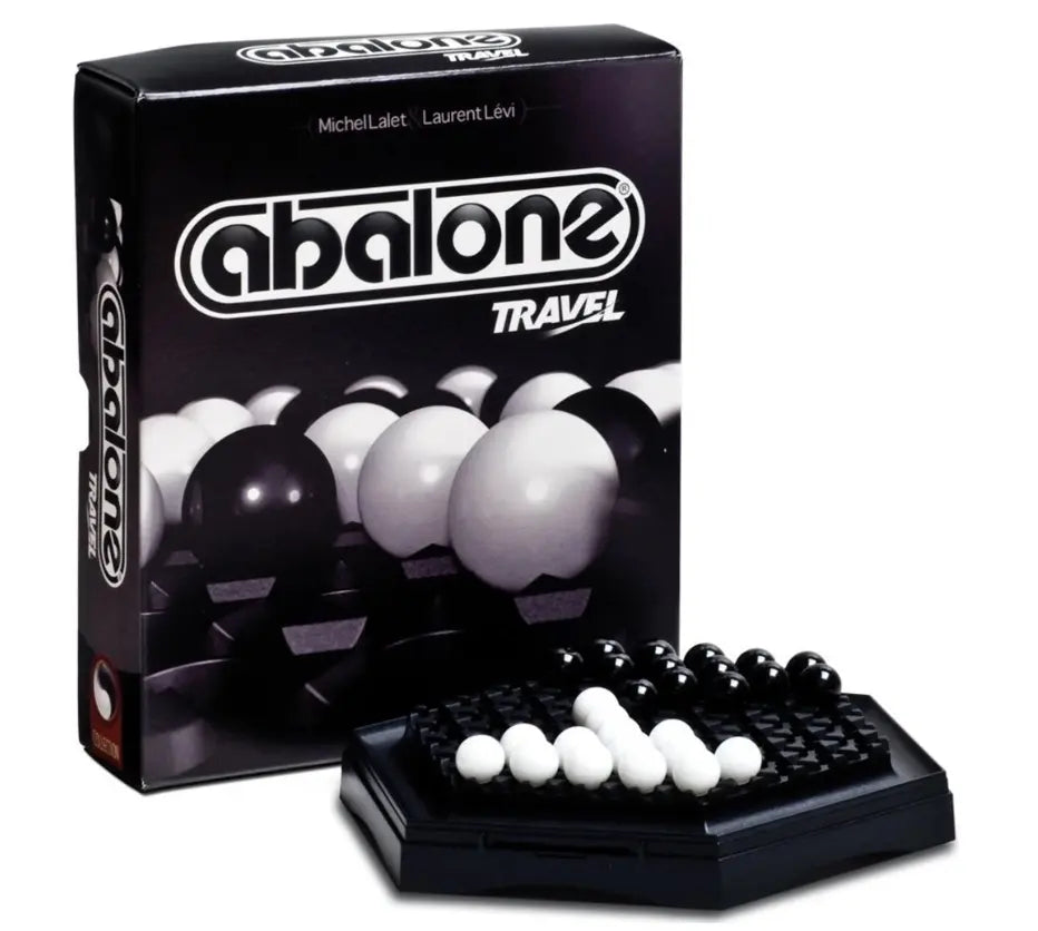 Abalone Travel strategy game box with compact board and marbles — Adventure Awaits