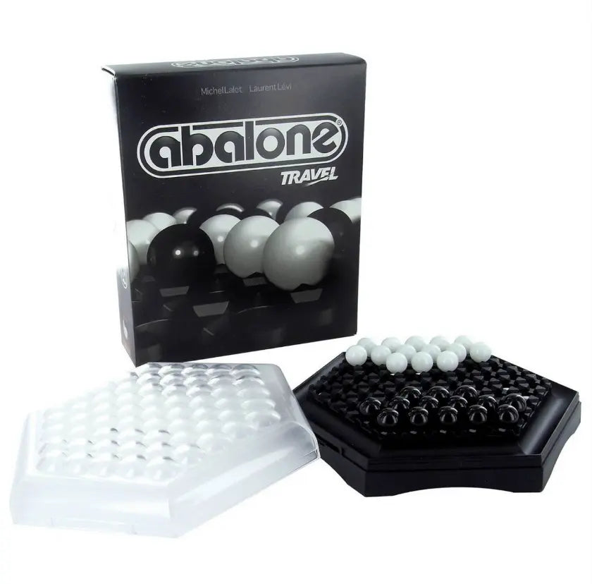 Abalone Travel strategy game with box, board, cover and marbles — Adventure Awaits