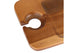Close-up of wooden serving tray wine glass holder with rounded edge — Adventure Awaits