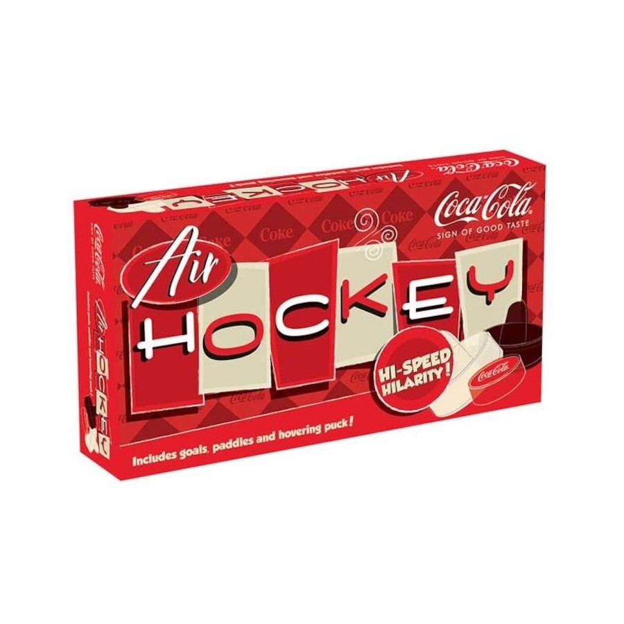 coca cola air hockey game on white background - adventure awaits