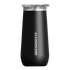 black insulated wine tumbler with clear lid and Alcoholder branding, sleek reusable drinkware for keeping drinks hot or cold at home or outdoors Adventure Awaits