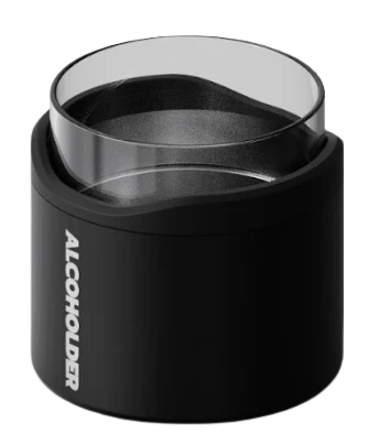 black insulated whisky tumbler with clear rim and modern minimalist design, compact alcohol cup for home bar or outdoor use Adventure Awaits