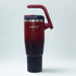Swiggo insulated travel tumbler with handle in red to navy gradient, large reusable drink cup with flip lid and straw for hot or cold drinks Adventure Awaits