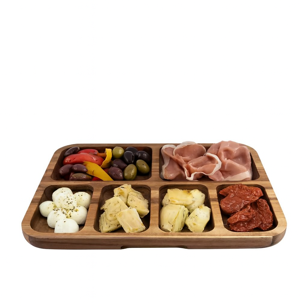 Wooden Grazing Box with Lid | 6 Compartment | Alfresco Lane