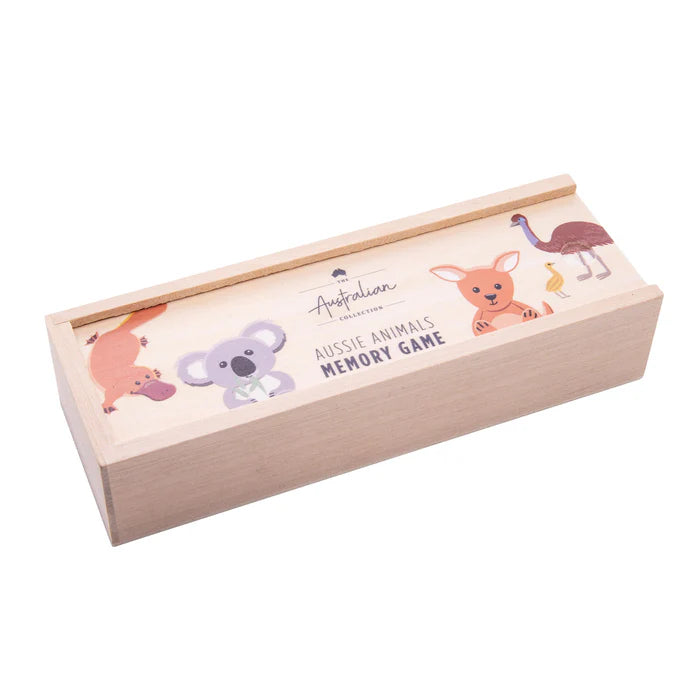 Australian animals memory match game in wooden box