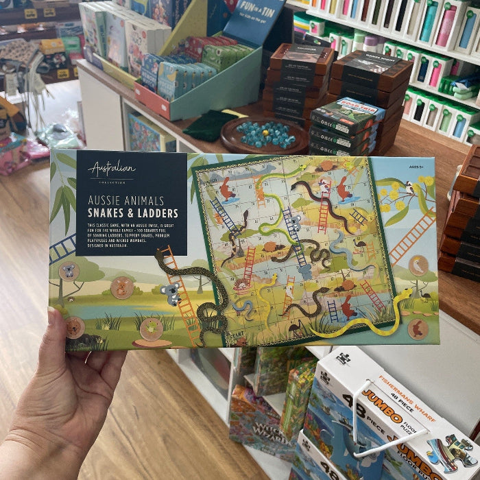 Australian animals snakes and ladders game in box