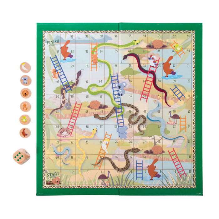 Australian animals snakes and ladders game board