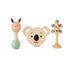 Koala Dream Aussie Beats 3 piece wooden music set with kangaroo maraca, koala tambourine and platypus bell stick — Adventure Awaits