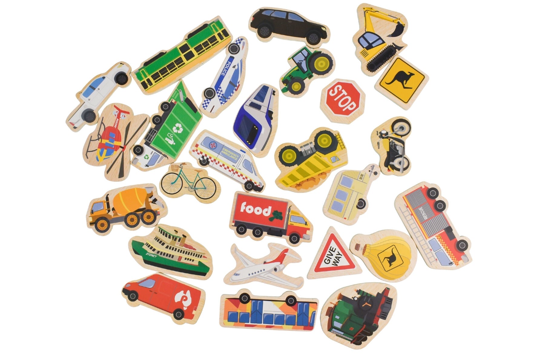 PRE ORDER Fridge Friends Wooden Magnets | Aussie Vehicles 25 pcs