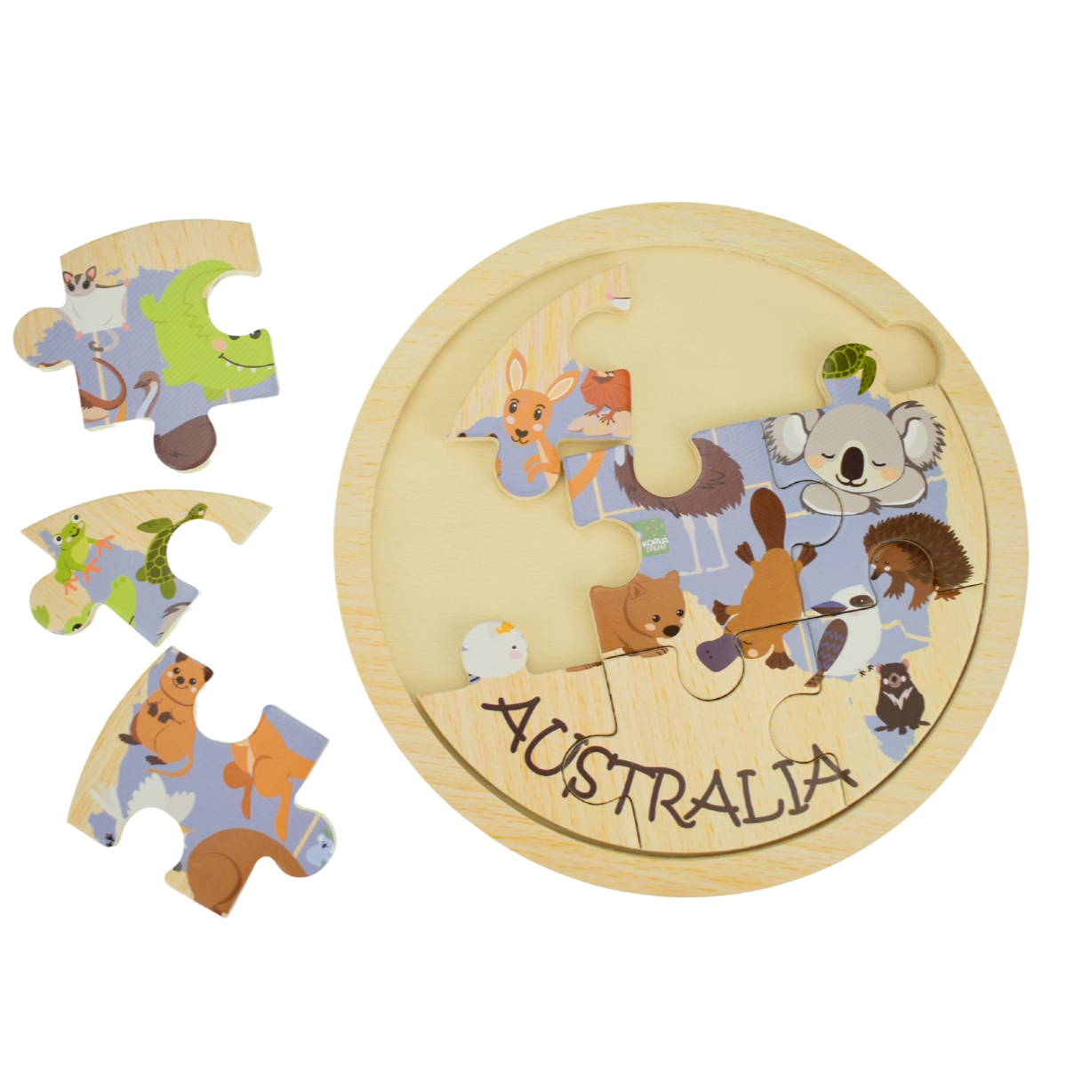 Wooden Australian Animals Puzzle 9 pieces by Koala Dream