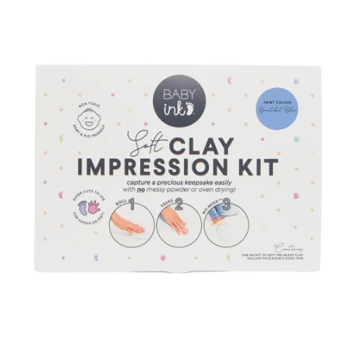 BABYink blue soft clay impression kit in packaging on white background