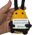 handmade crochet bee plush toy holding a “Bee Kind” sign with a positive kindness message