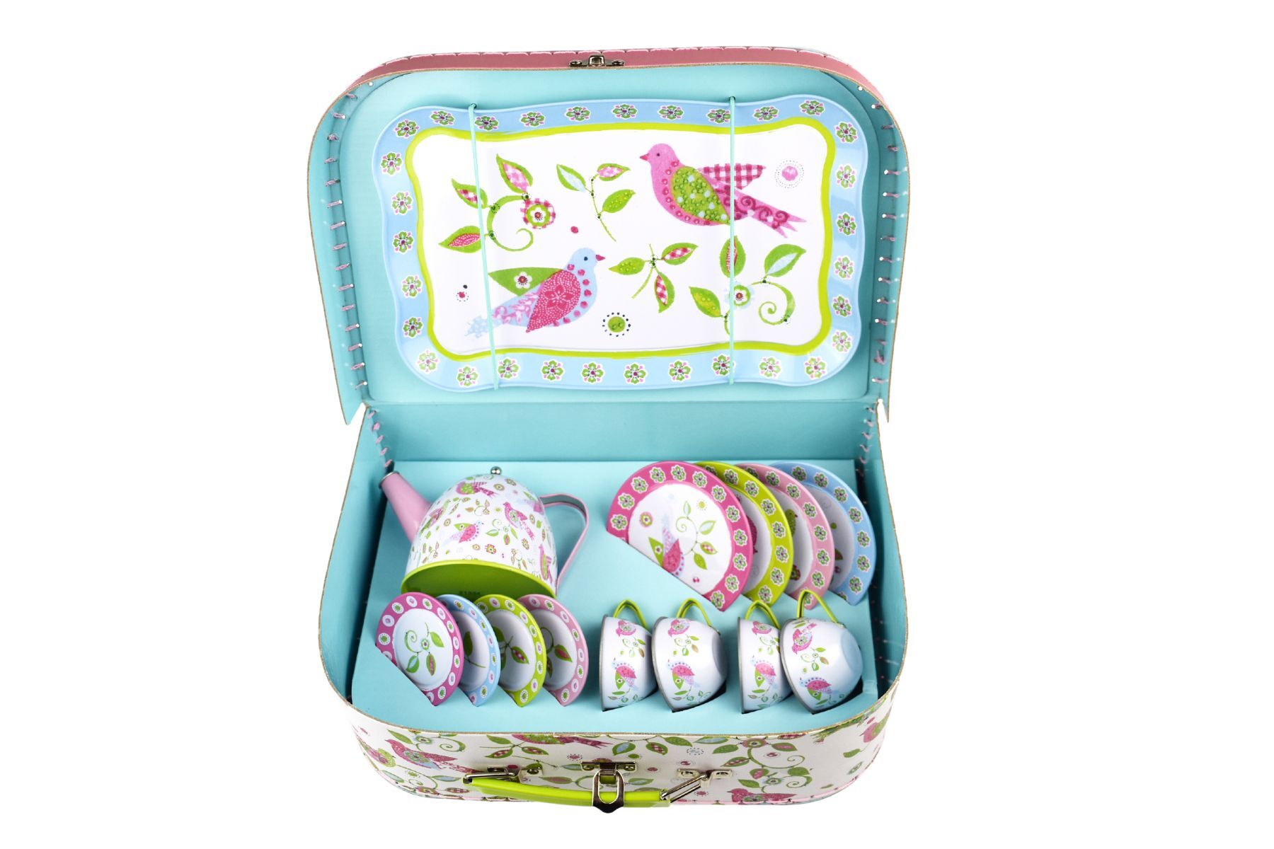 Tin Tea Sets with Carry Case 13 - 15pc