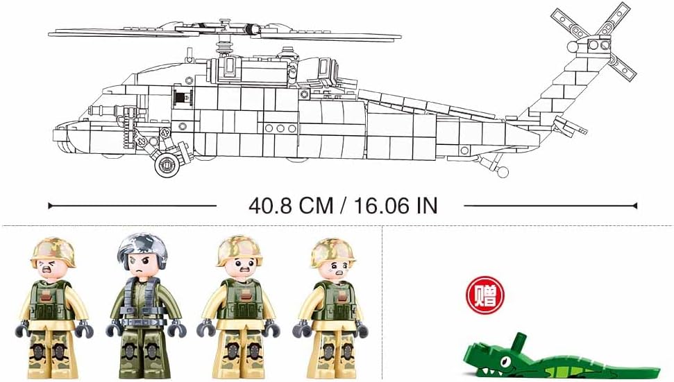 Sluban Bricks - Model Bricks - Helicopter Black Hawk 692 pcs M38-B1012