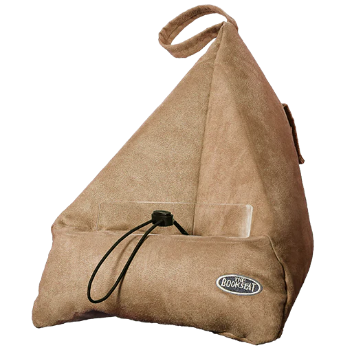 Beige The Book Seat hands-free book holder with front pocket and clear page rest — Adventure Awaits