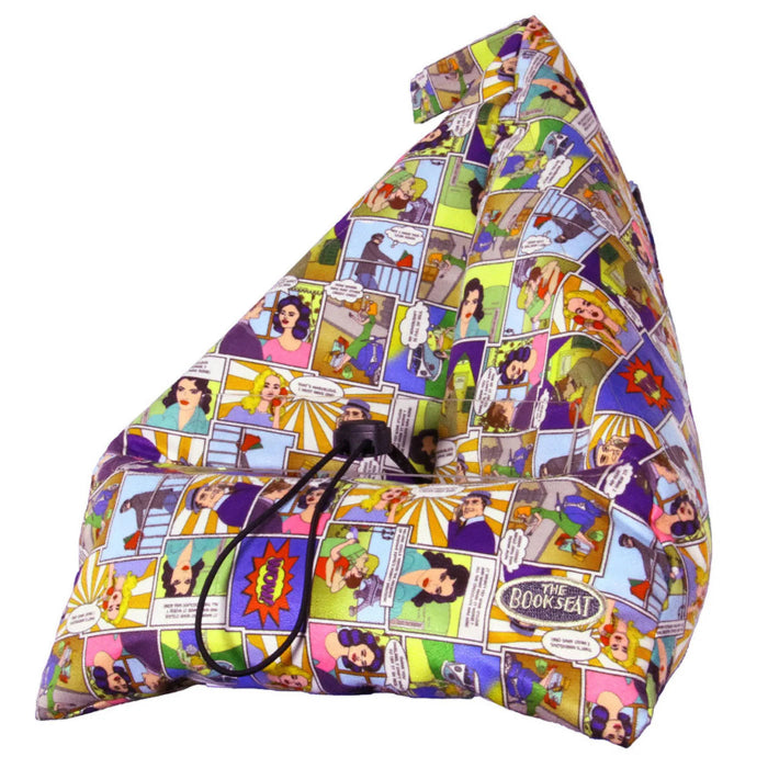 Retro comic The Book Seat hands-free book holder with front pocket and clear page rest — Adventure Awaits
