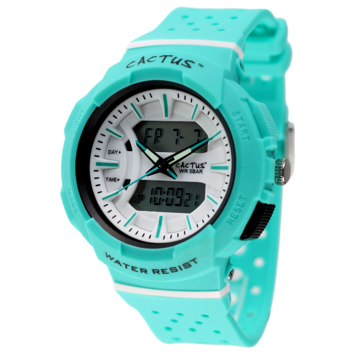 front of cactus combo watch in aqua on white background