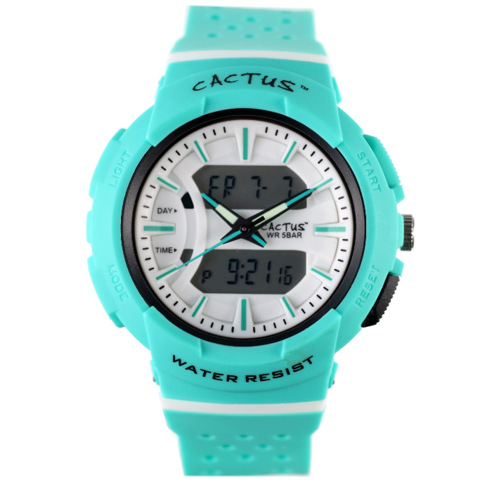 face of cactus combo watch in aqua on white background