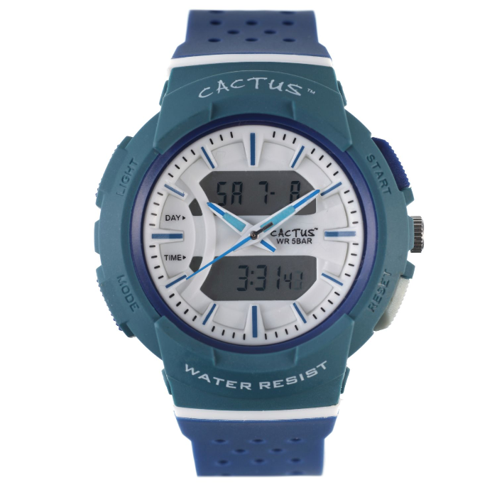 face of cactus combo watch in blue on white background